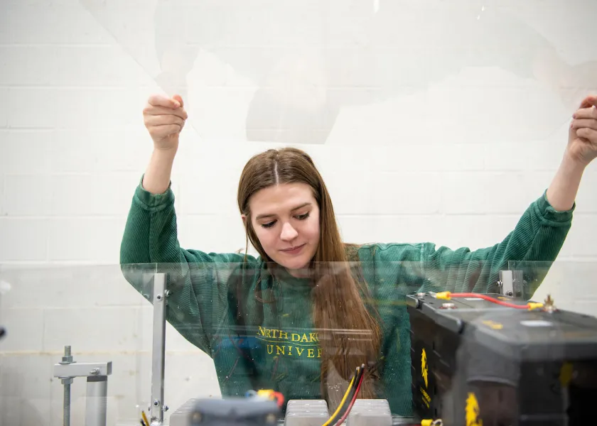 student working in an engineering lab