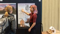 Student giving presentation