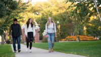 Students walking on campus
